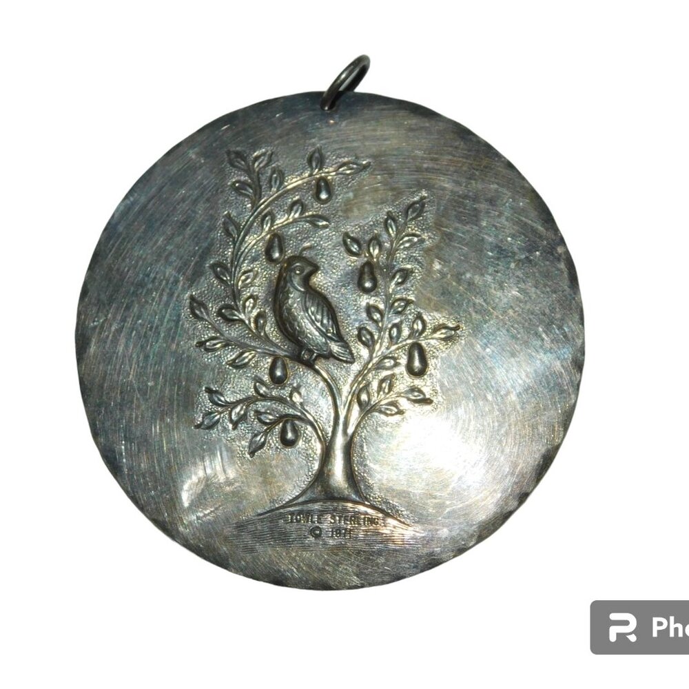 Vintage Towle Sterling Medallion 1971 Partridge Bird Pear Tree Dove Ornament